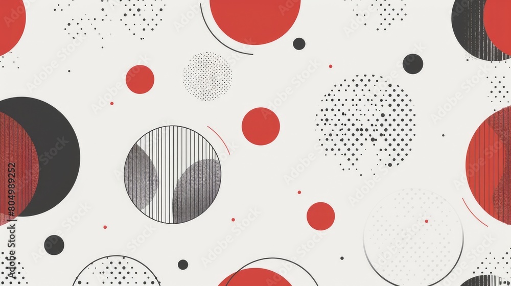 Poster Red and black circles and dots on a white background. AIG51A.