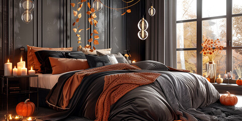 Brown and black bed room design 