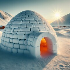 Traditional igloo, reflecting the ingenious architecture of the Inuit people in the Arctic regions. - obrazy, fototapety, plakaty