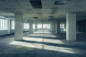 An image of empty office spaces, representing businesses that have closed down due to economic downturns 