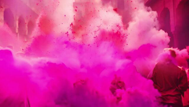Bright colors of the Holi festival in India fill the landscape with colour. As people gather to celebrate the arrival of spring