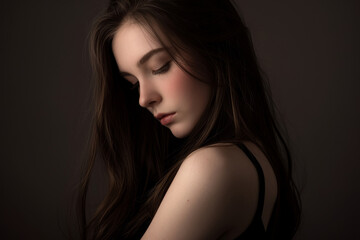 Naklejka premium Natural and genuine beauty of a teenage girl in a relaxed pose