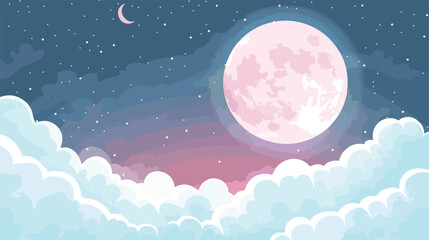 Moon and cloud in white background vector illustration