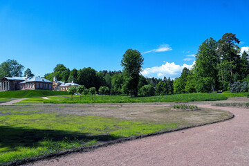 Monrepos Park, recreation in the park, promenade by the lake, natural landscape, tourist recreation in the reserve.