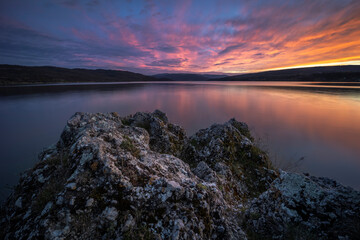 Beutyfull sunset of Pchelina lake. Bulgaria. 