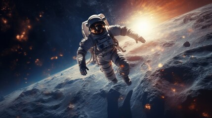 Fototapeta premium Astronaut exploring in the space.