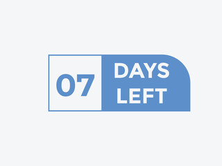 7 days to go countdown template. 7 day Countdown left days banner design. 7 Days left countdown timer
