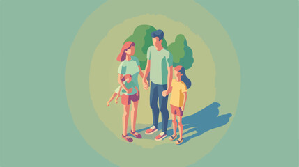 Parents couple with son and daughter isometric Vector