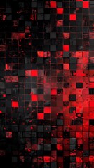 Retro pixel art style pattern with small black and red squares, perfect for digital design elements or nostalgic gaming themes - obrazy, fototapety, plakaty