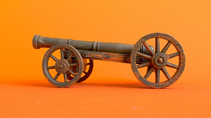 Toy model of cannon on orange background