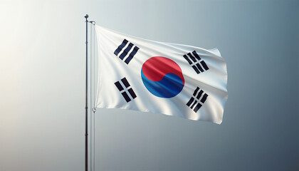 3D rendered South Korea flag, isolated on a clean background. High-quality, realistic depiction perfect for various uses, Generated by AI.