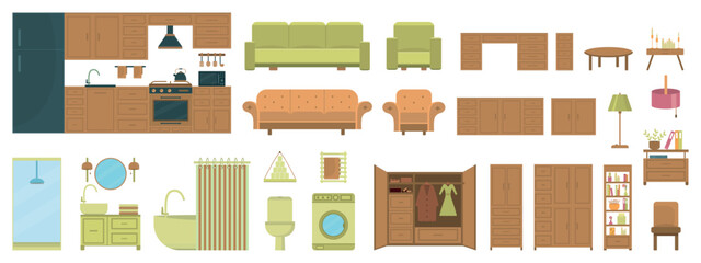 Set of furniture. Flat furniture icons. Home interior.