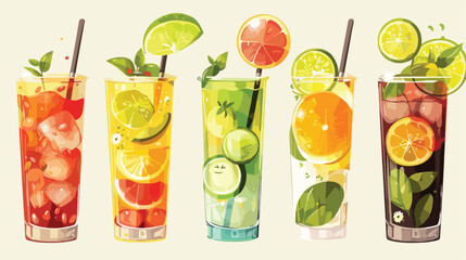 Poster of nature beverages set Vector illustration. vector