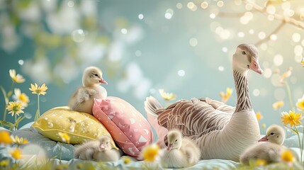 Greeting Card and Banner Design for Social Media or Educational Purpose of National Mother Goose Day Background