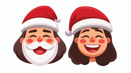 Santa claus couple cartoon faces man and woman happings