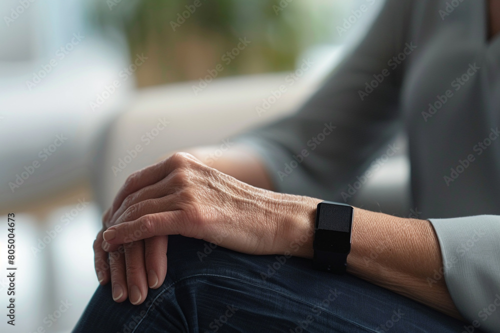 Poster biometric sensor patch for remote patient monitoring, sending real-time health data to medical profe