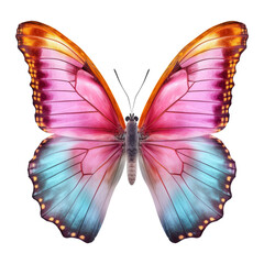 pink blue butterfly isolated on transparent background cutout