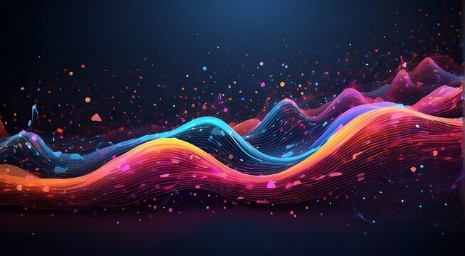 Glowing Wave Design Futuristic Illustration with Glowing Lines and Vibrant Colors, Futuristic Light Wave Vector Wallpaper with Glowing Lines in Motion on a Black Background, Colorful Wave Illustration