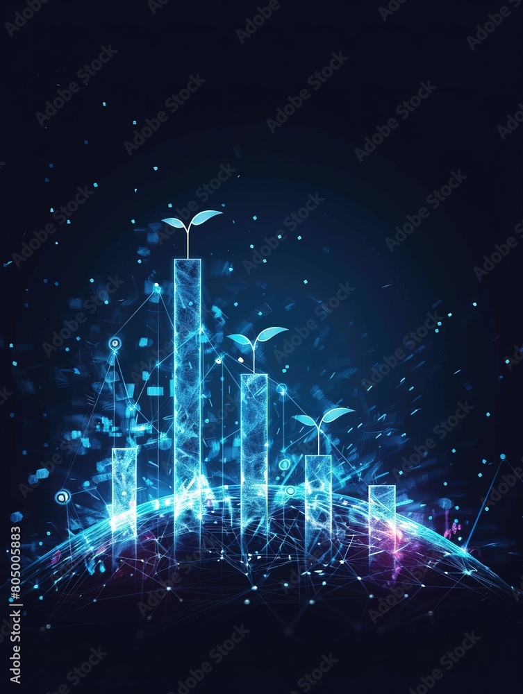 Wall mural abstract background with futuristic technology and digital data communication.technology concept.