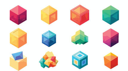 Set of Icons in colorful cubes. vector illustration vector