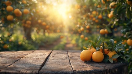Empty top of wooden table or counter with nature background. For product display