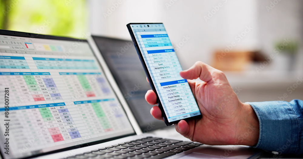 Poster Man Using Spreadsheet Data