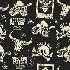 western seamless pattern design illustration