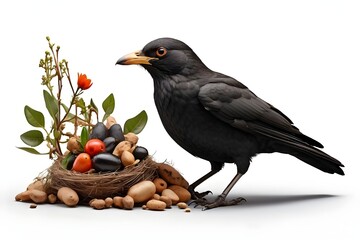 Naklejka premium blackbird on a branch