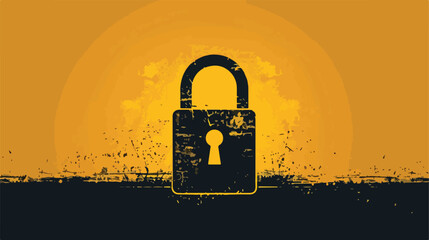 Silhouette with opened padlock yellow Vector illustration