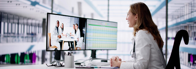 Medical Doctor Using Online Elearning Video Conference