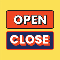 Sign open and close vector, flat design open and close vector