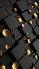 background made of cubes, gold and black
