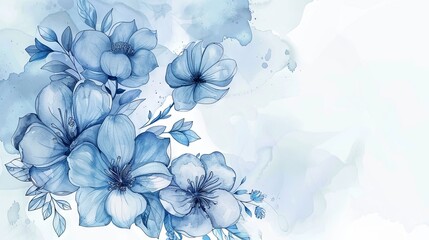 Fototapeta premium Elegant blue watercolor floral composition for design