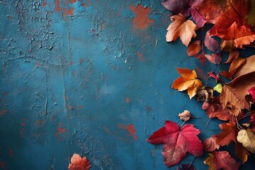 Autumn leaves background. Autumn leaves on rustic wooden background with copy space for text