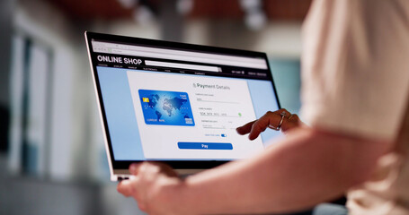 Woman Using Online Bank App To Pay