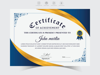 Obraz premium Certificate of appreciation template design gold and blue , orange color