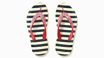 Striped beach sandals on white background Vector illustration