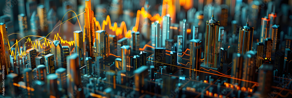 Poster smart city and abstract dot point connect with gradient line and aesthetic intricate wave line desig