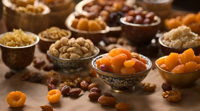As Day Yields to Dusk: A Bountiful Tableau of Dried Fruits Marks the Ramadan Fast