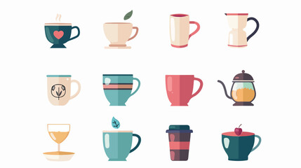 Tea or coffee mug flat style icon design Cook kitchen