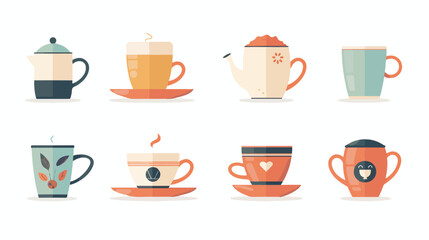 Tea or coffee mug flat style icon design Cook kitchen