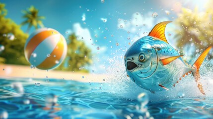 Greeting Card and Banner Design for Social Media or Educational Purpose of World Tuna Day Background