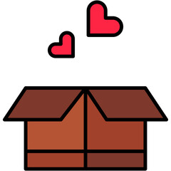 Box, gift, love, package, heart Icon
