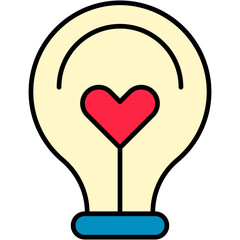 Bulb, heart, idea, like, love Icon