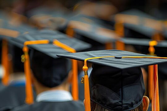 Shot of graduation caps during commencement