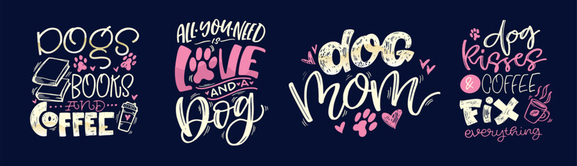 Postcard about Dog - Lettering quote hand drawn doodle postcard. T-shirt design, mug print. Dog lovers