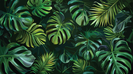 Fototapeta na wymiar Tropical green leaves design Nature summer plant bota