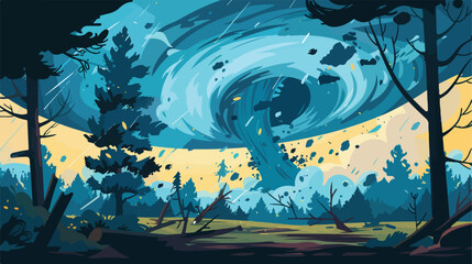 Twister hurrican with forest scene natural disaster vector