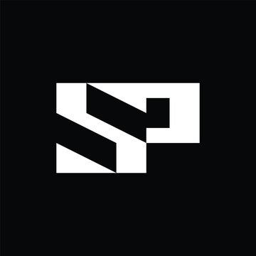 geometric sp monogram logo design