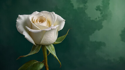 Portrait of pastel vanilla color rose on the black background. Macro photography of nature.
